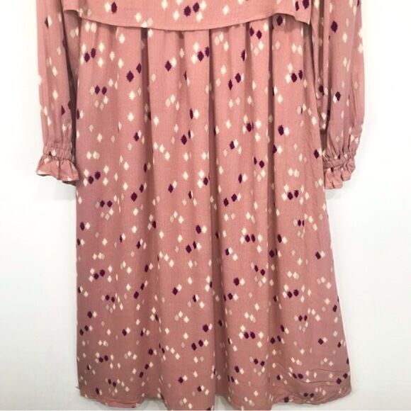 Orange Creek LA Gliks Mauve Pink Modest Diamond Print Long Sleeve Dress NEW - Picture 3 of 16